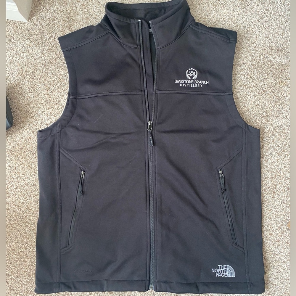 The North Face Men’s Black Softshell Vest - Limestone Branch Distillery Logo